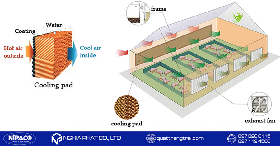 Lắp đặt Quạt thông gió kết hợp với giấy làm mát cooling pad